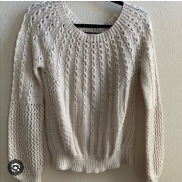 Guinevere for Anthropologie Sweaters - Guinevere for Anthropologie Cream Chunky Knit Crew Neck Sweater